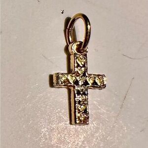 Gold-tone Textured Cross Pendant- 1/2”